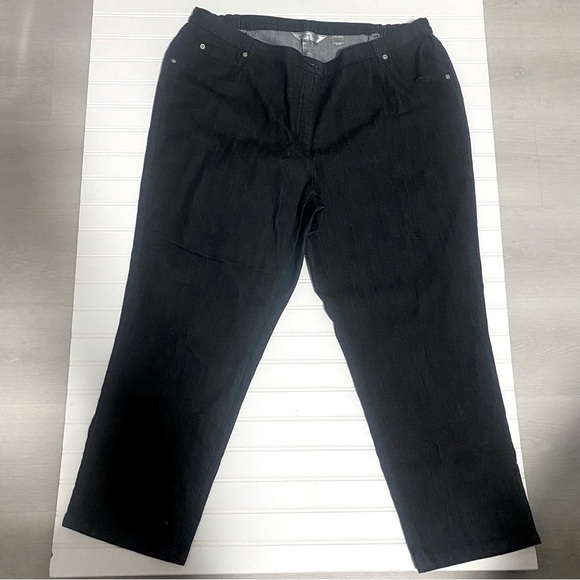 Allison Daley Women's Denim Jeans Black Plus Size 22WS Elastic Waist Both Sides - Picture 1 of 13